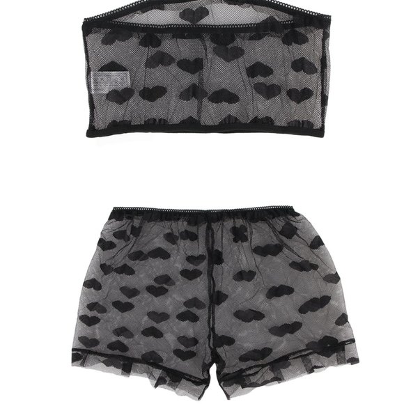 Perspective High Waist Black Lace Top & Short Set Fits Sizes 8-10 (M-L) NWT - Picture 7 of 11